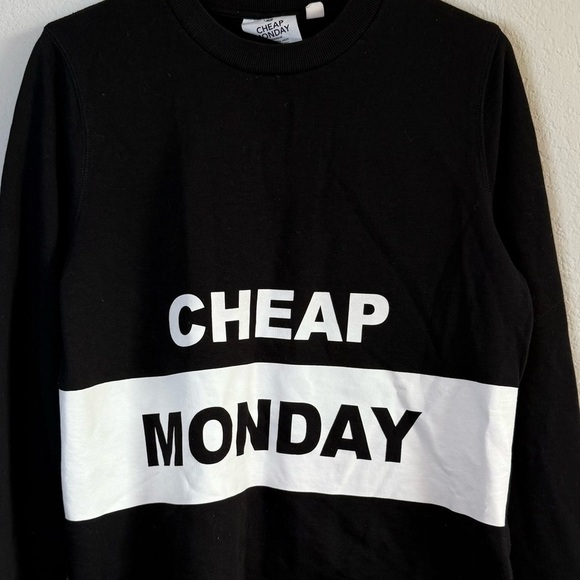 Cheap Monday Coach Block Logo Black and White Crewneck Long Sleeve Boxy Sweater - Picture 3 of 12